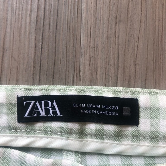 Zara mini skirt / skort green and white gingham medium size - Picture 3 of 5